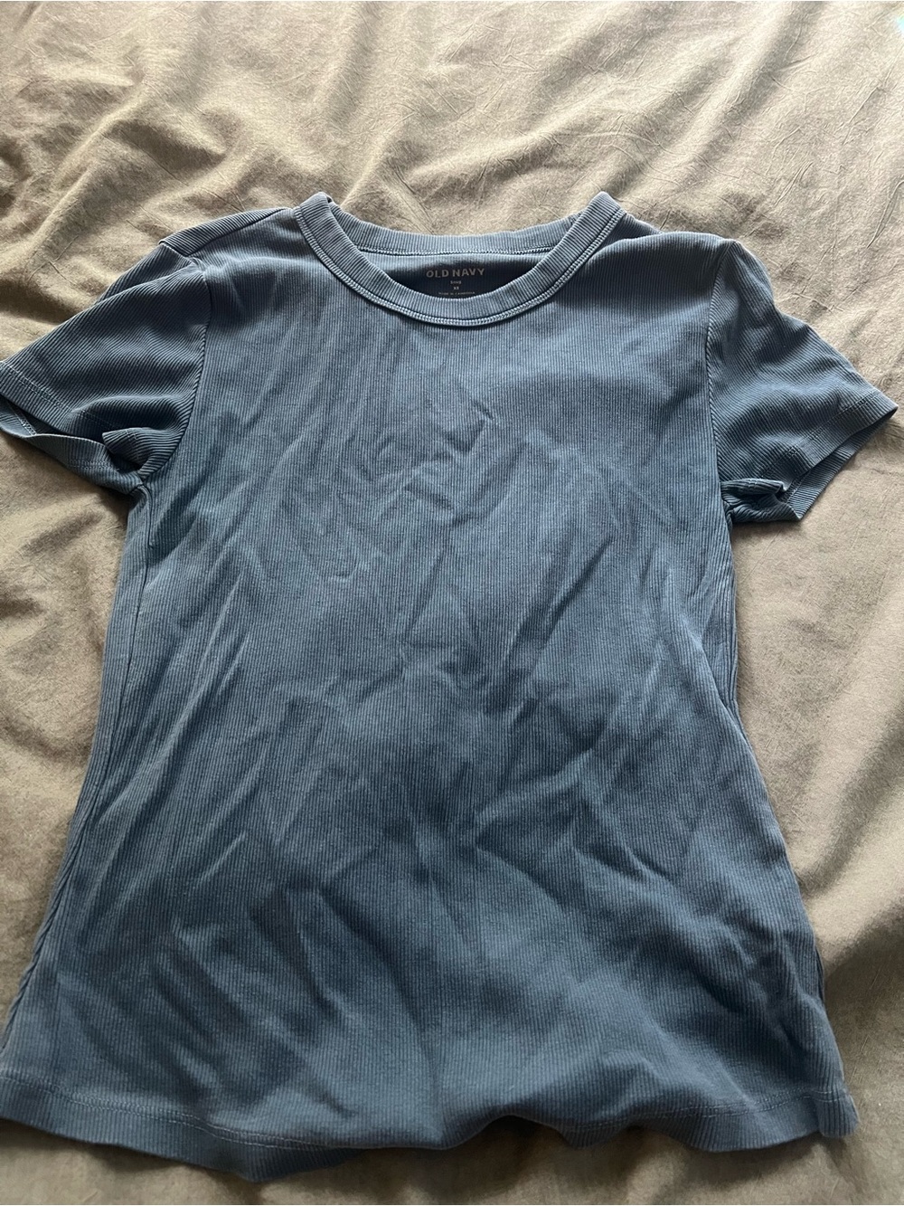 Old Navy Women's Dusty Blue Ribbed Crew Tee